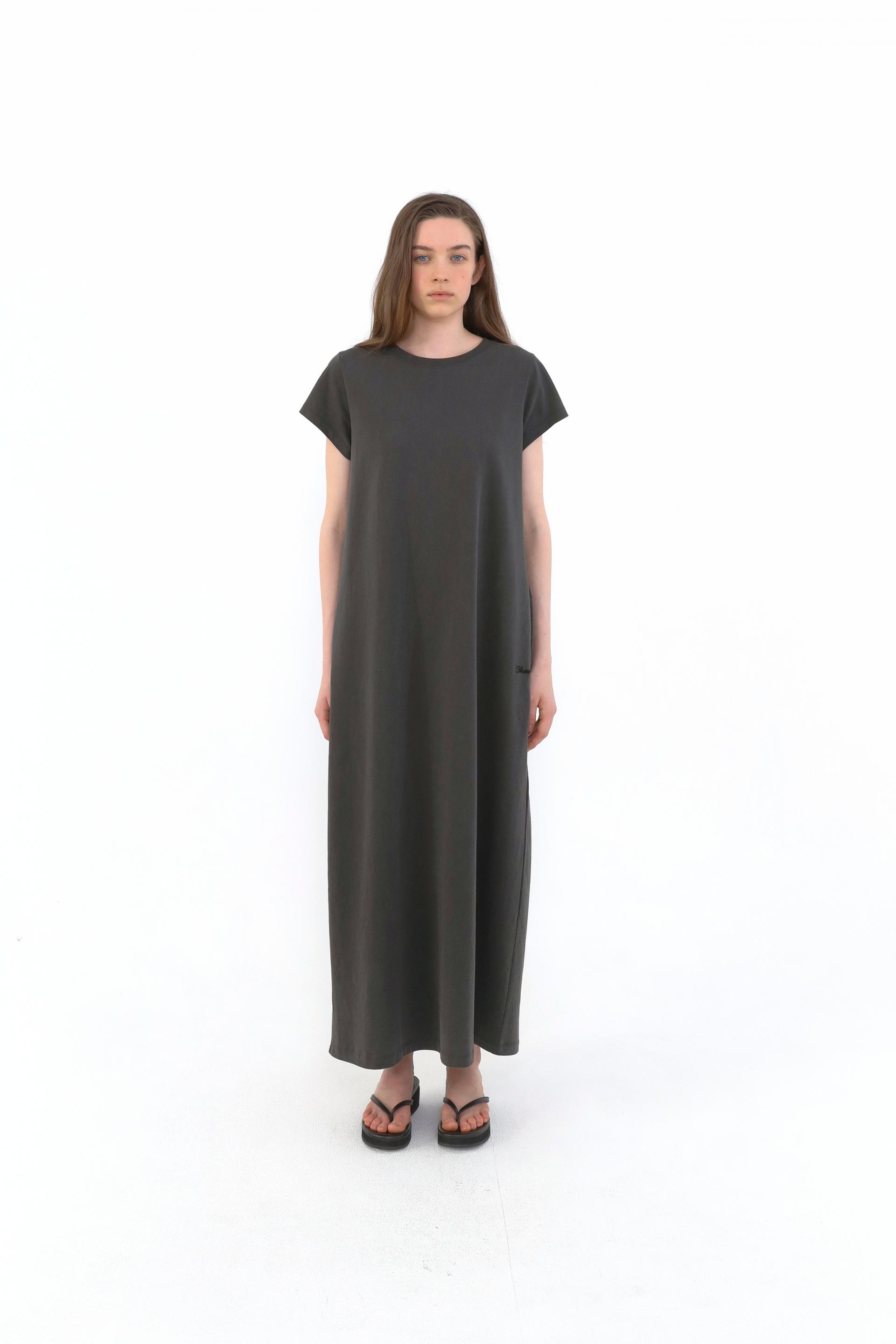 Margarine Pigment Cotton Dress [Charcoal]