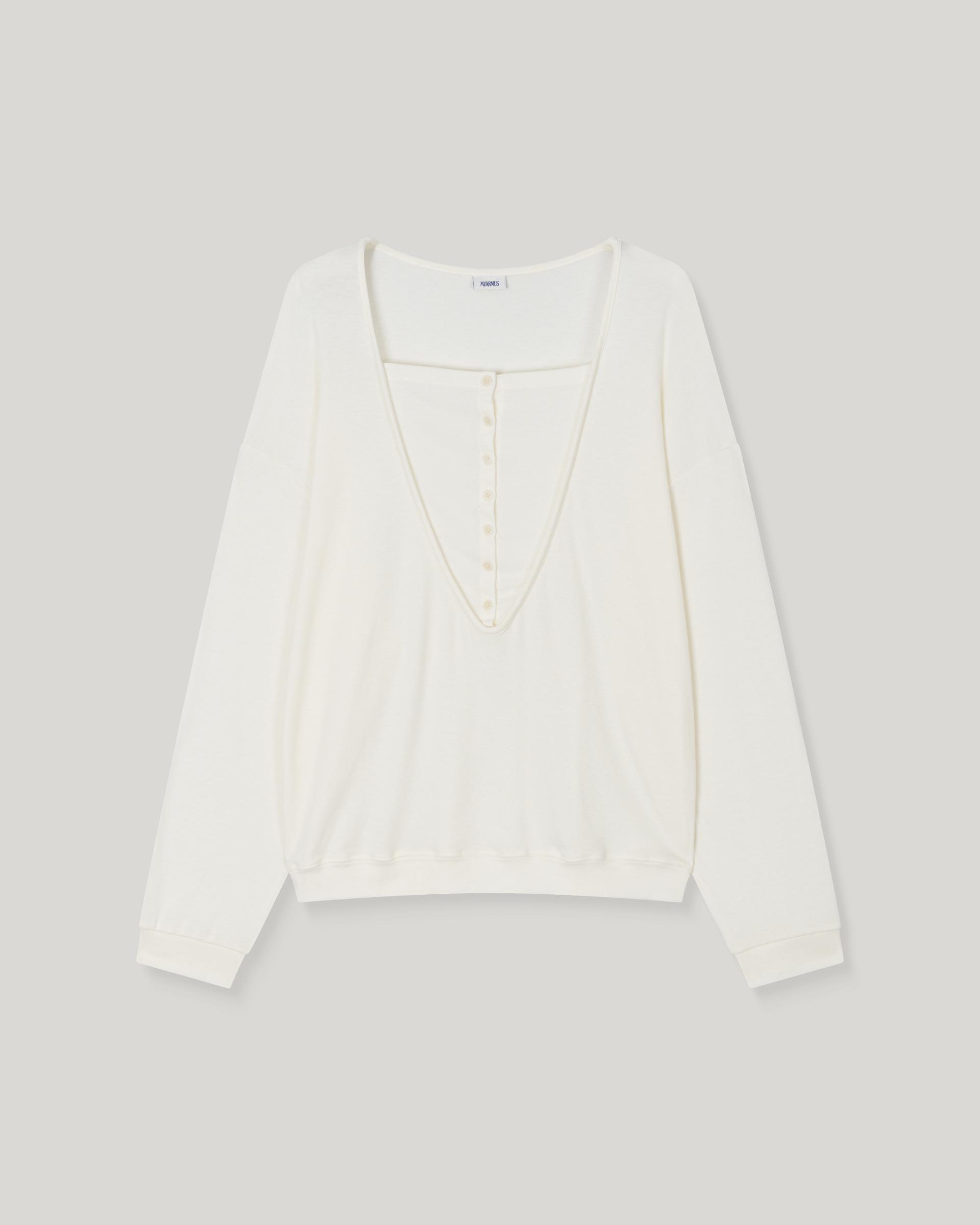 Leno Wool V-neck T-shirt [Ivory]