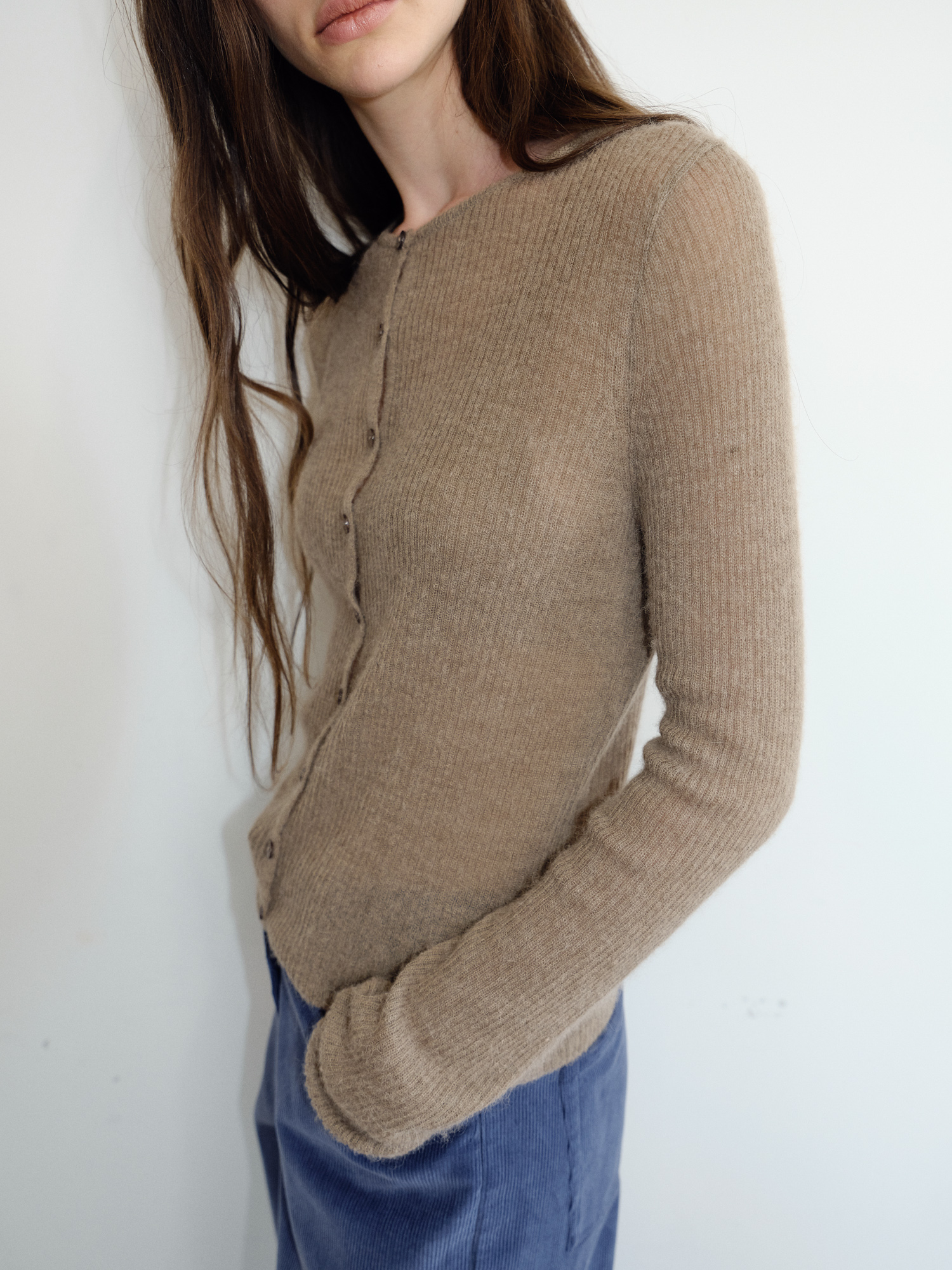 Elio Wool Knit Cardigan [Brown]
