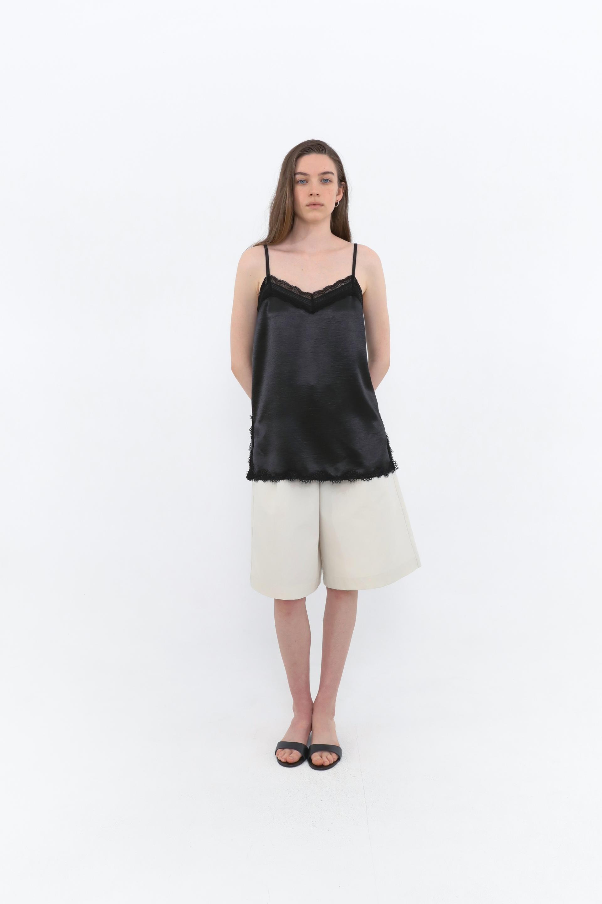 Lace Satin Slip Camisole [Black]
