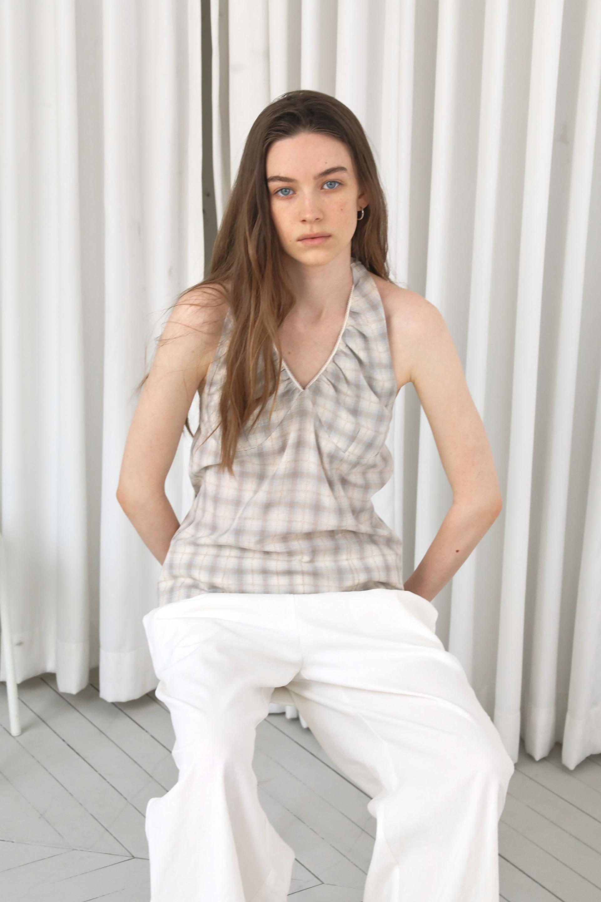 Plaid Halterneck Blouse [Checked]
