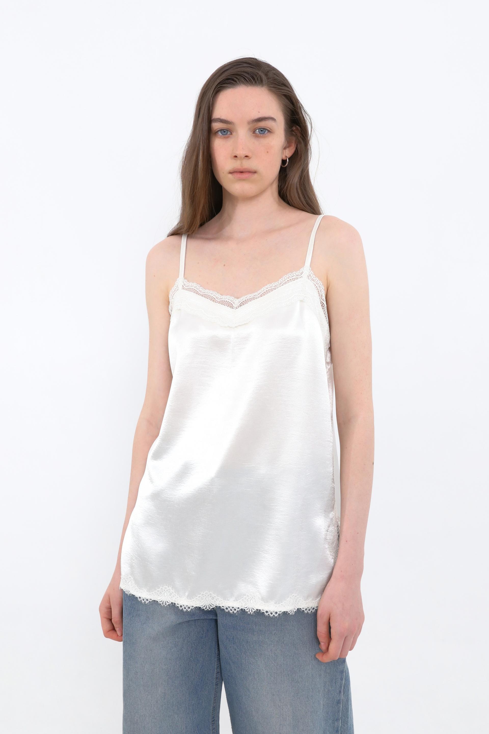 Lace Satin Slip Camisole [Ivory]