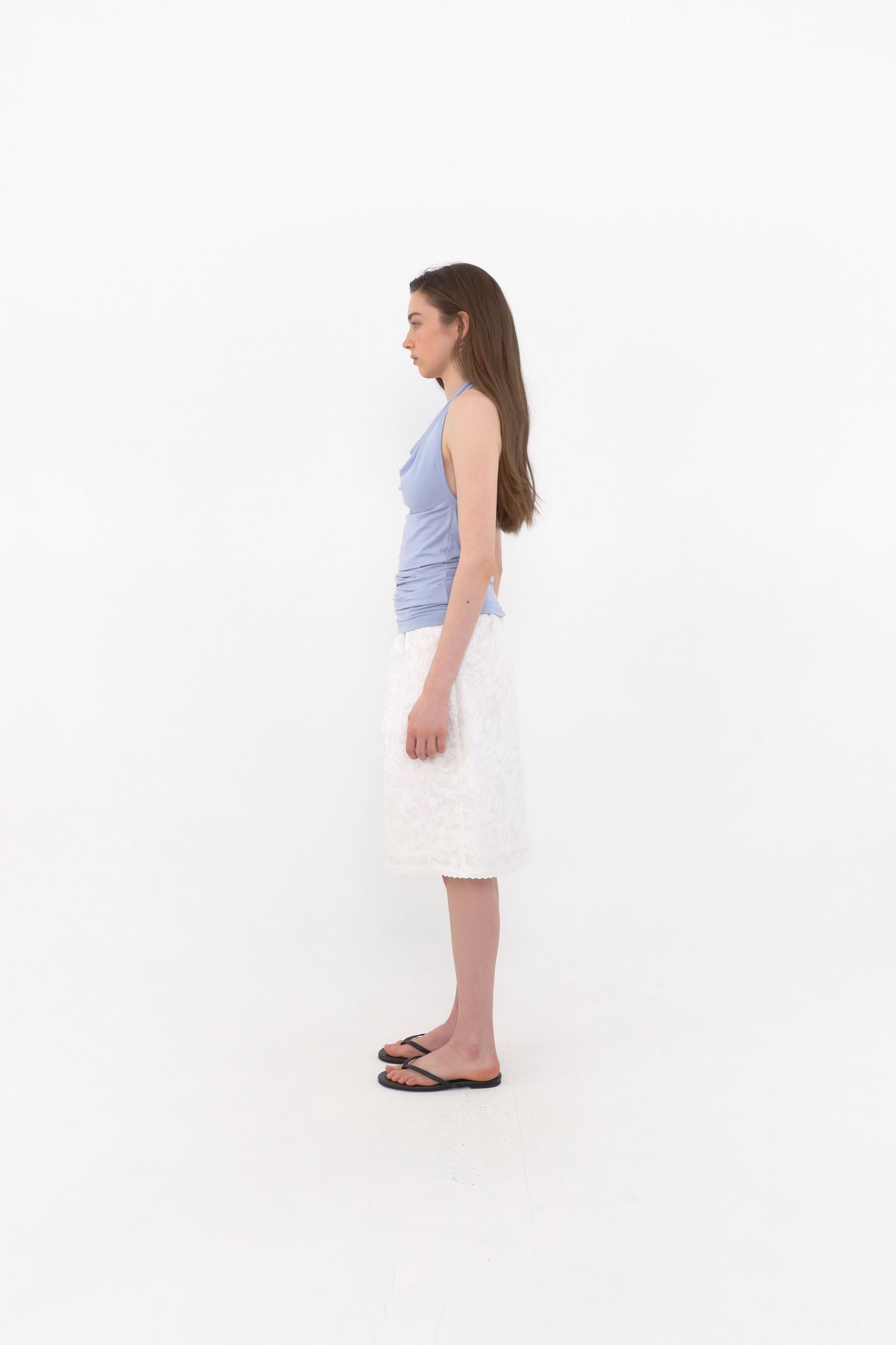Eyelet Flower Pattern Skirt [Ivory]