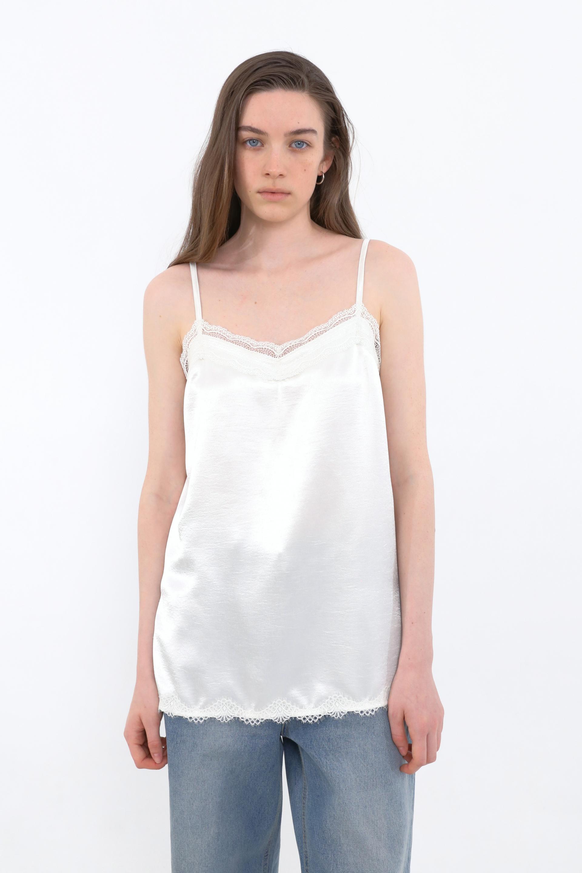 Lace Satin Slip Camisole [Ivory]