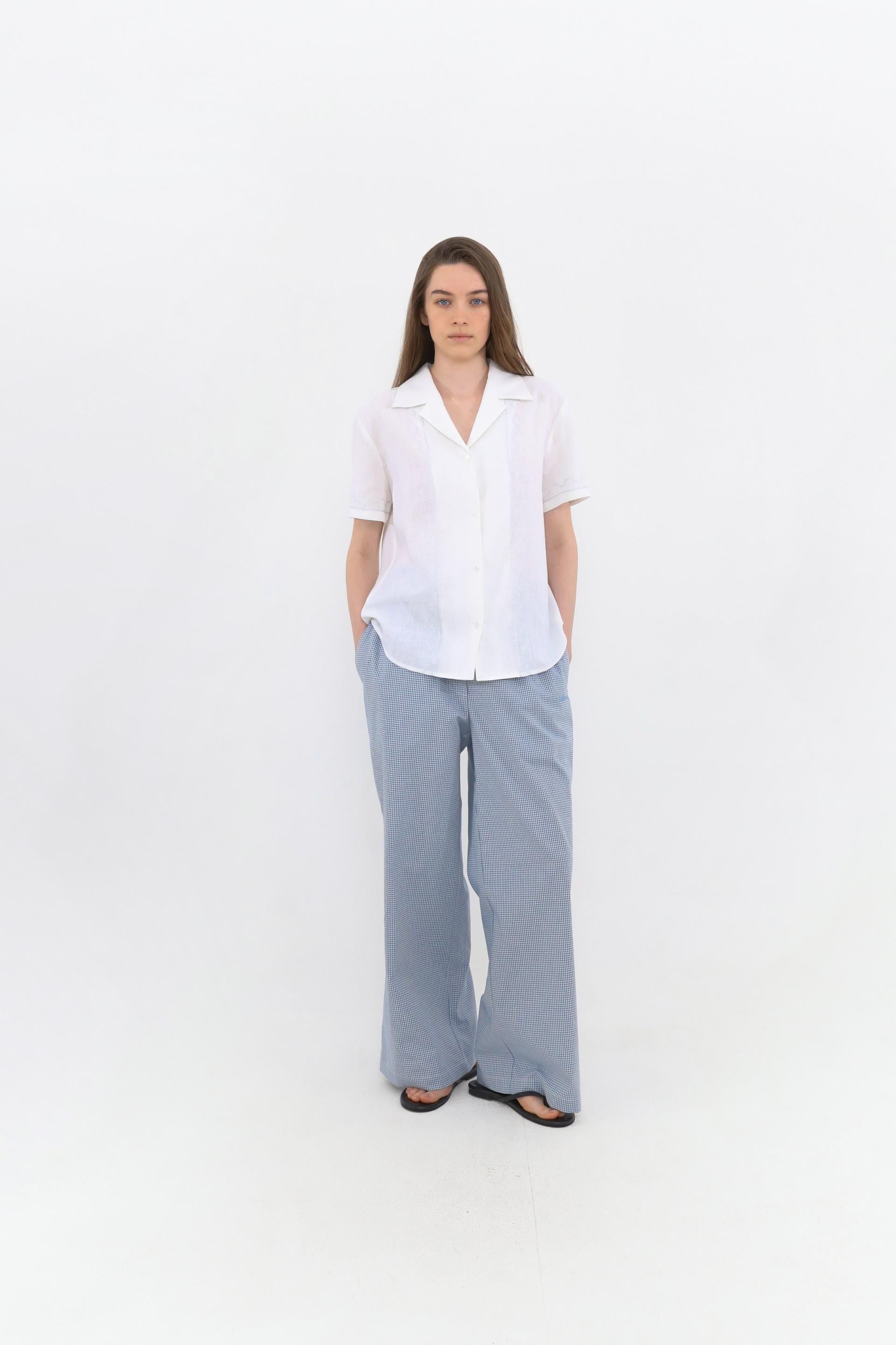 Riel Detail Linen Shirt [Sky Blue]