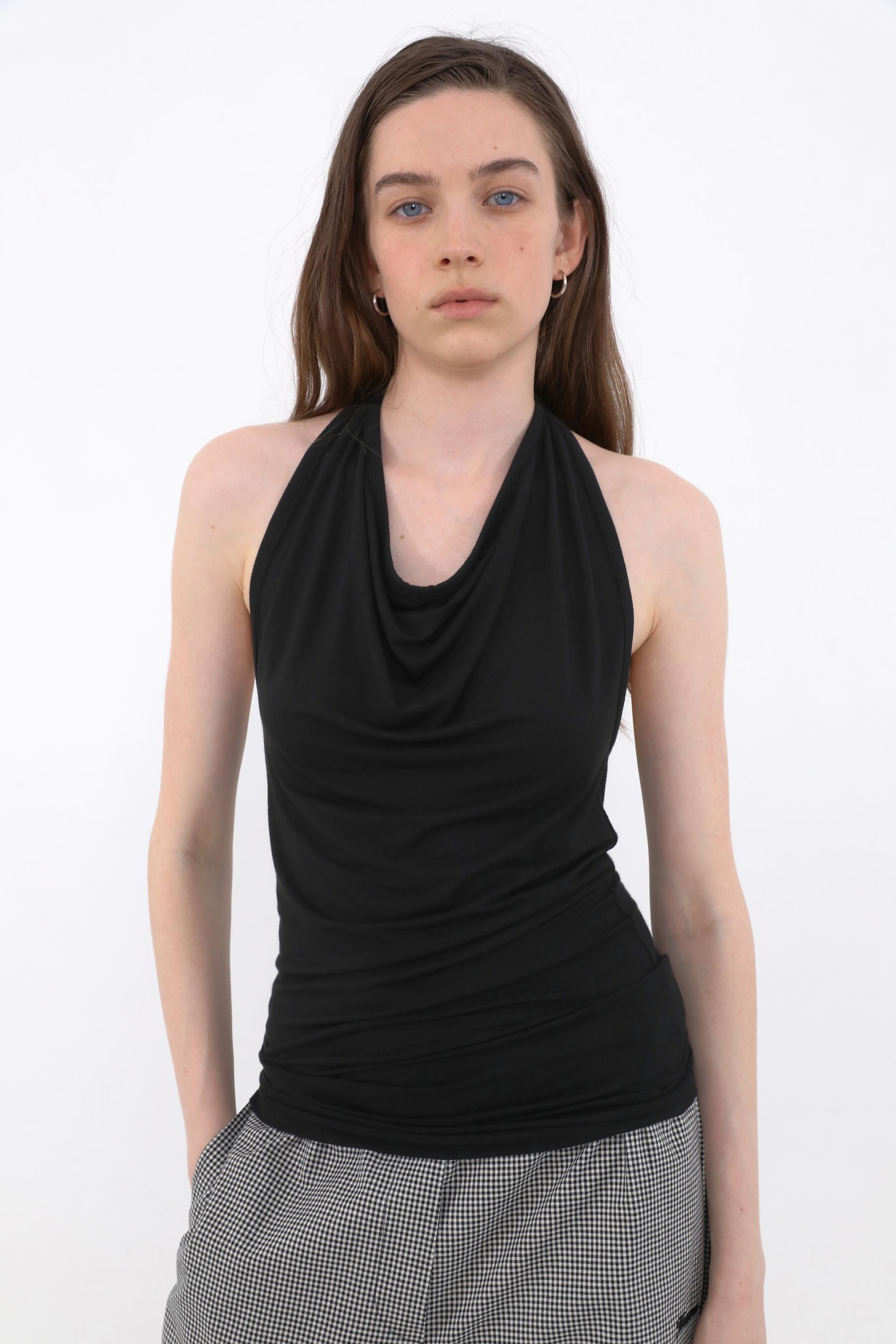 Draped Halterneck Sleeveless [Black]