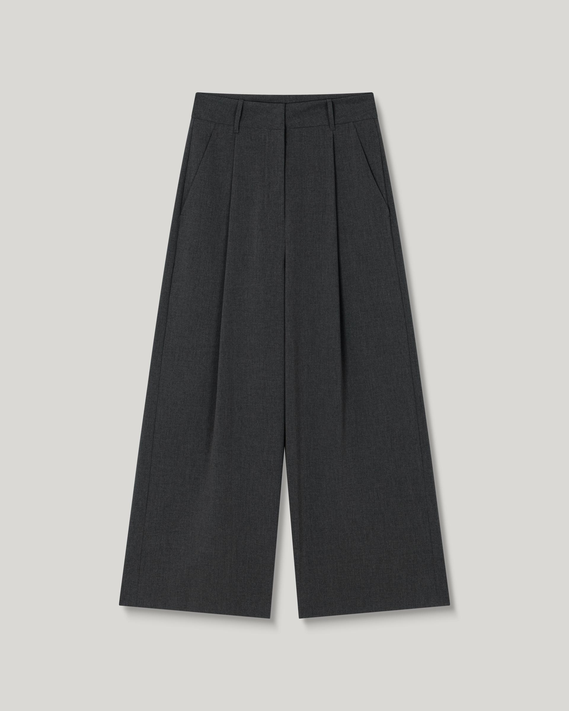 Grove Wool Wide Slacks [Gray]