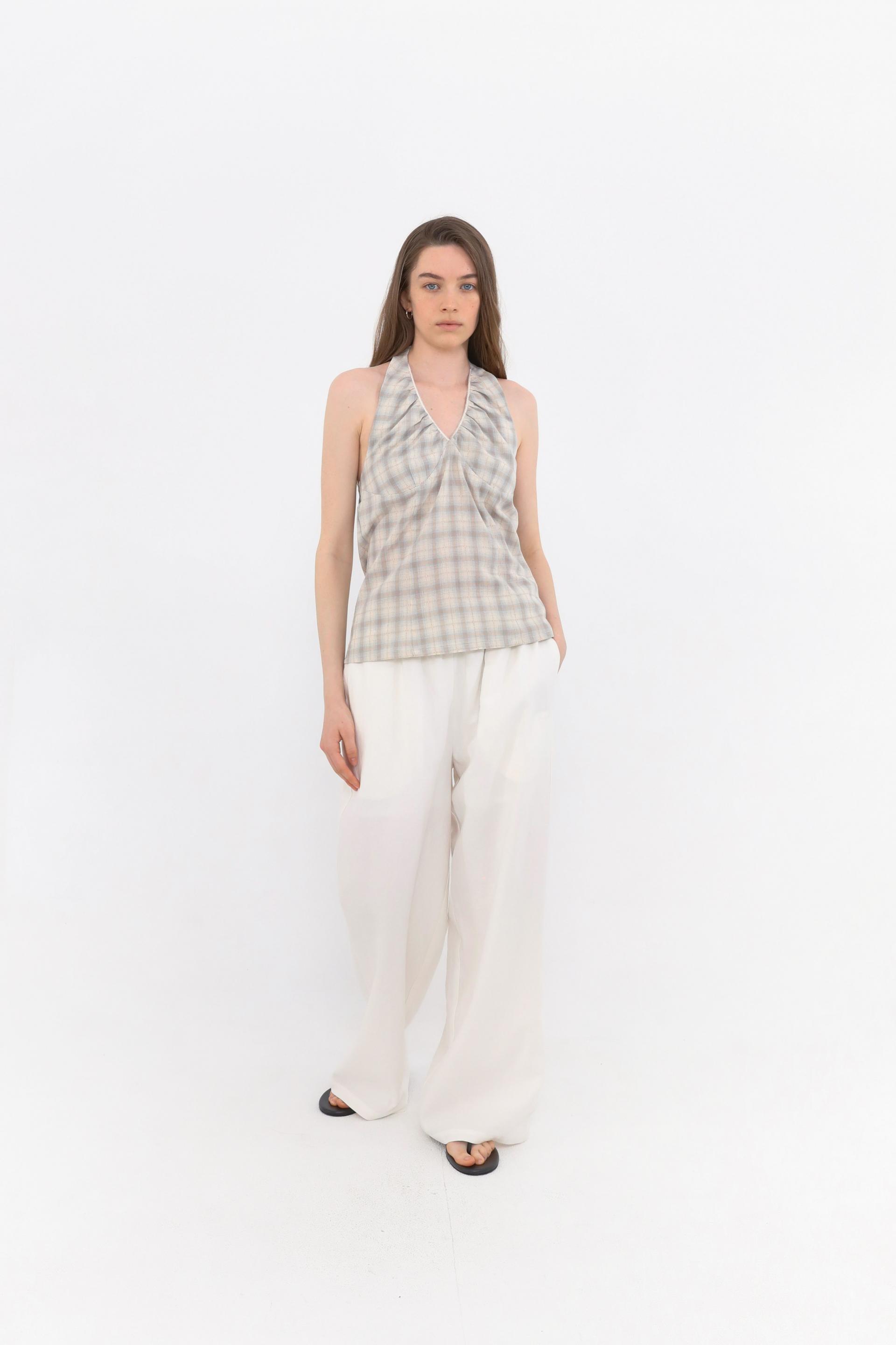 Plaid Halterneck Blouse [Checked]