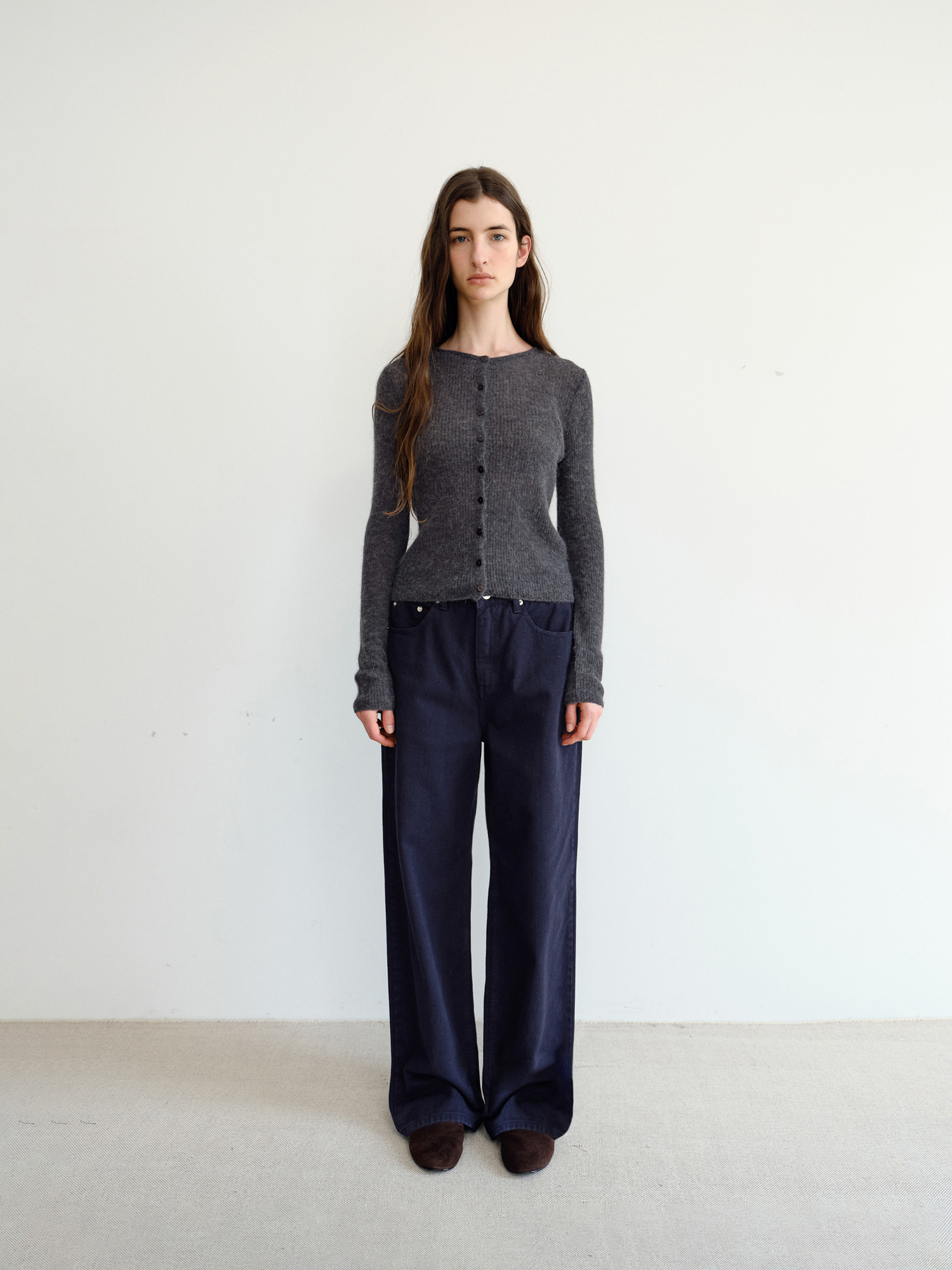 Elio Wool Knit Cardigan [Charcoal]
