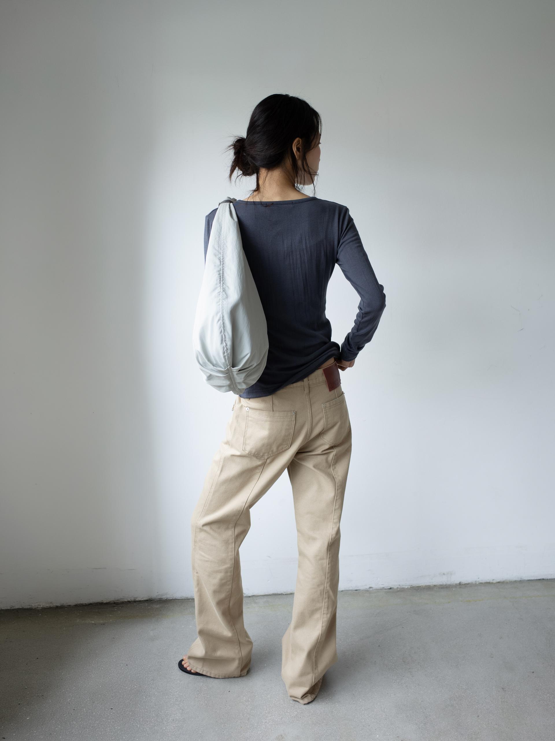 REVERSIBLE POCKET HALF BAG (DEEP GREEN & KHAKI GREY)