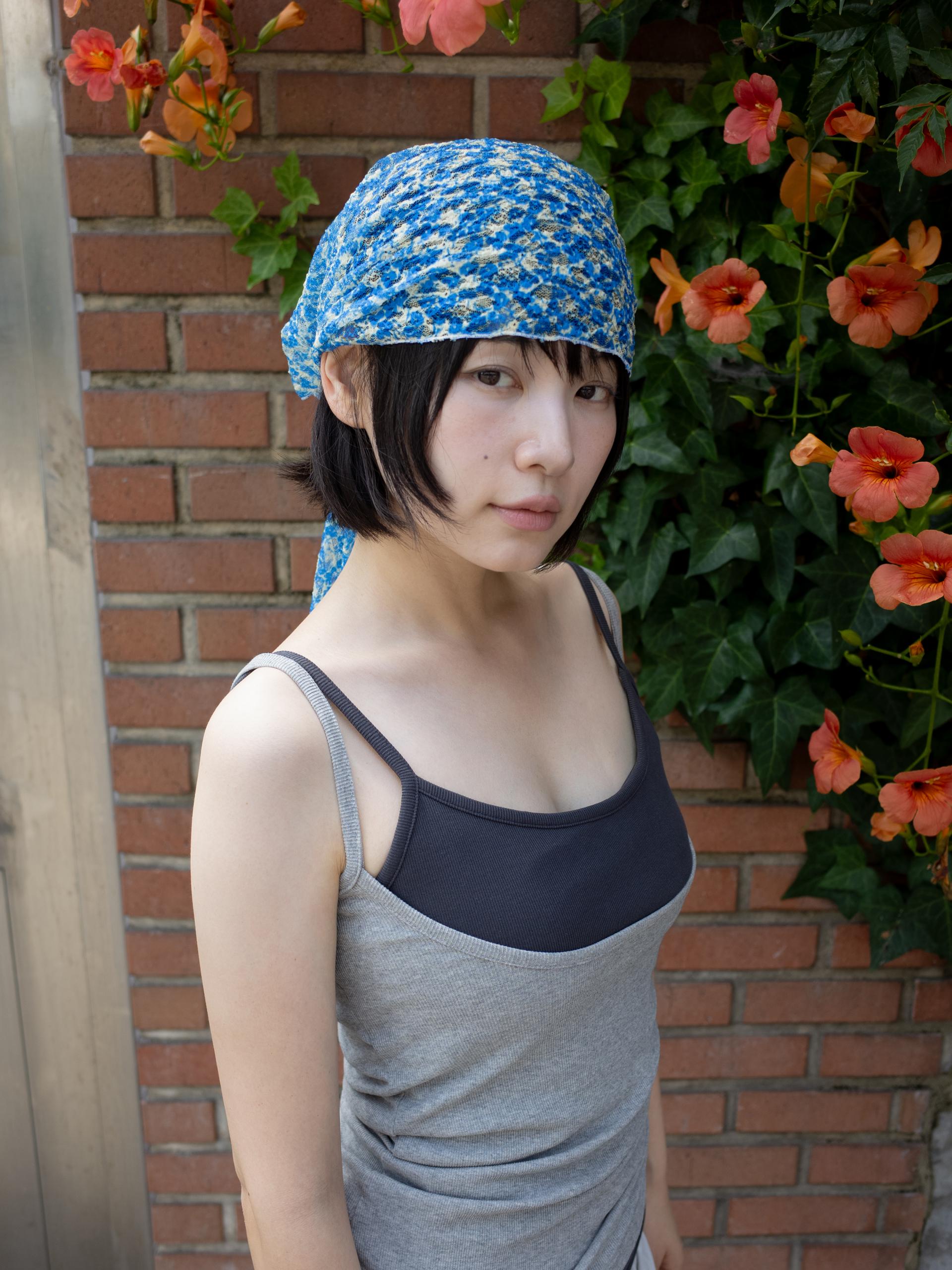 FLORAL PATTERN SCARF (BLUE)