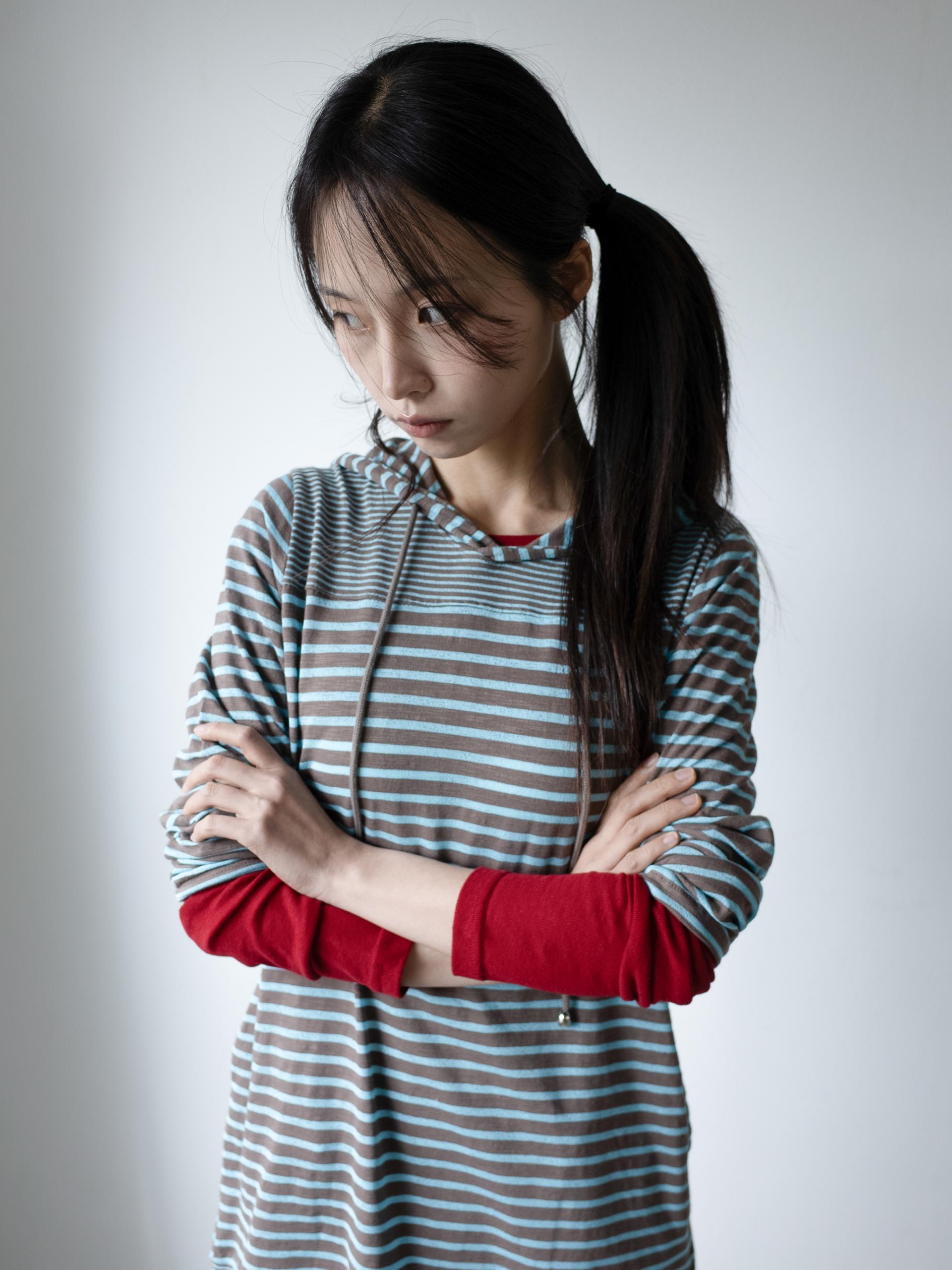 STRIPE HOODIE DRESS (BLUE MUD)