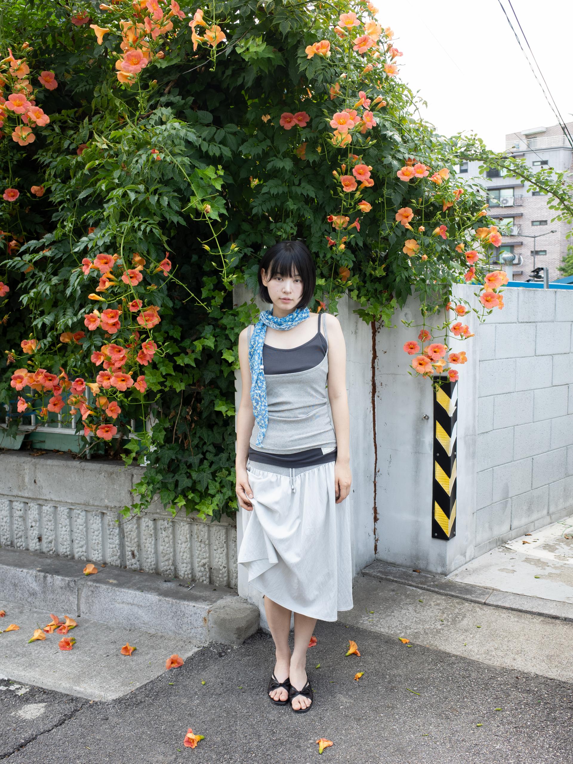 FLORAL PATTERN SCARF (BLUE)