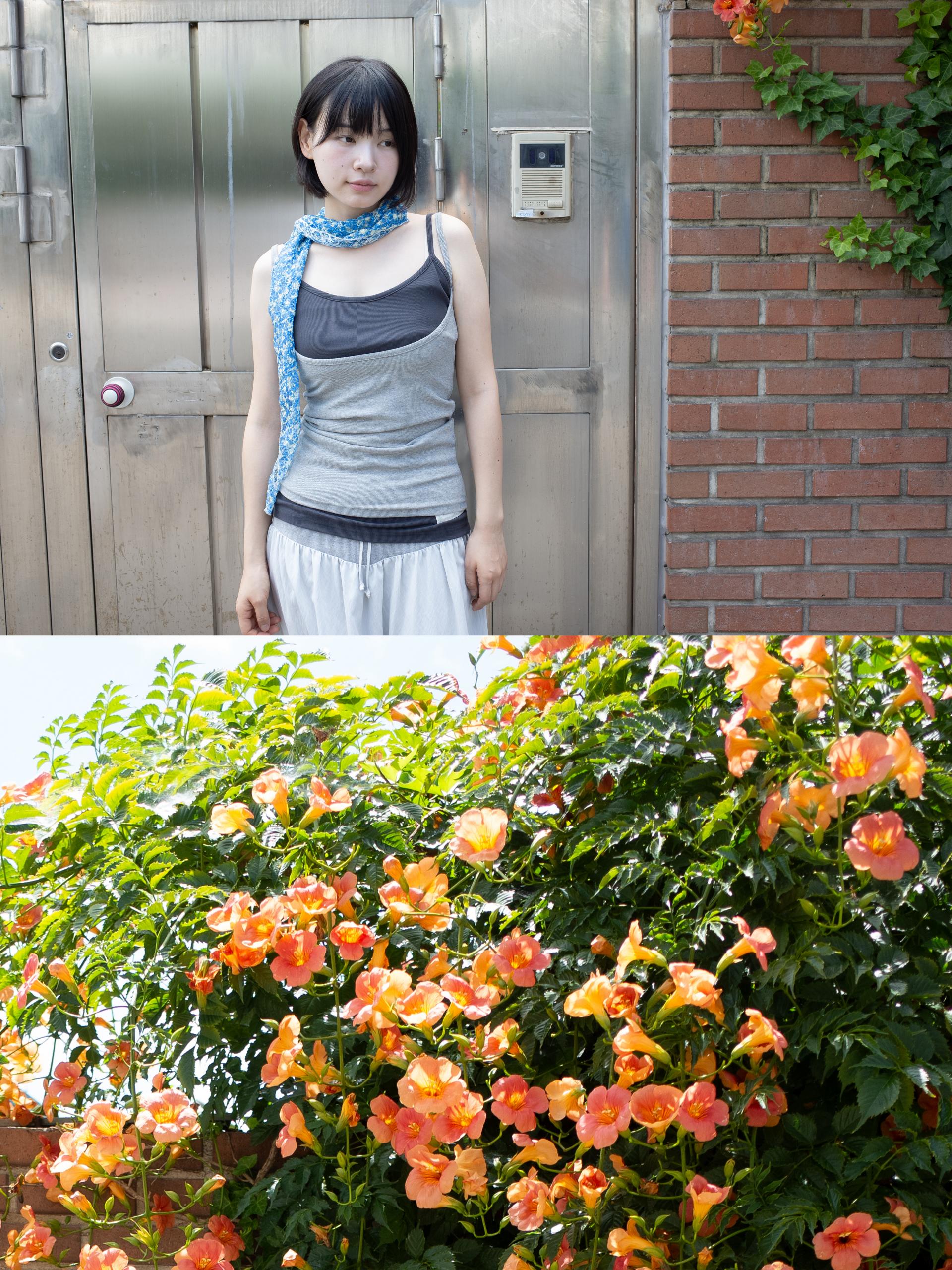 FLORAL PATTERN SCARF (BLUE)