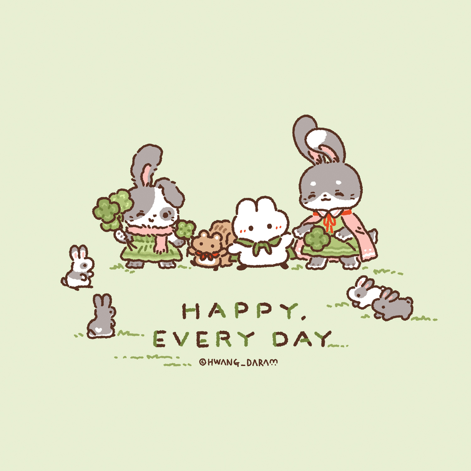 배경화면 공유 | 토끼들과 손잡고 앞으로! : hwang_daram | 황다람, image size:1500x1500