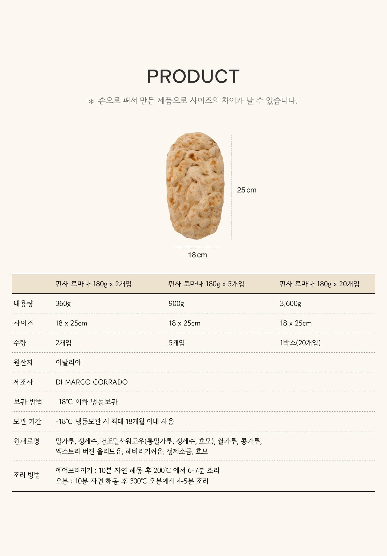 [디 마르코]핀사 로마나 180g(5개입)