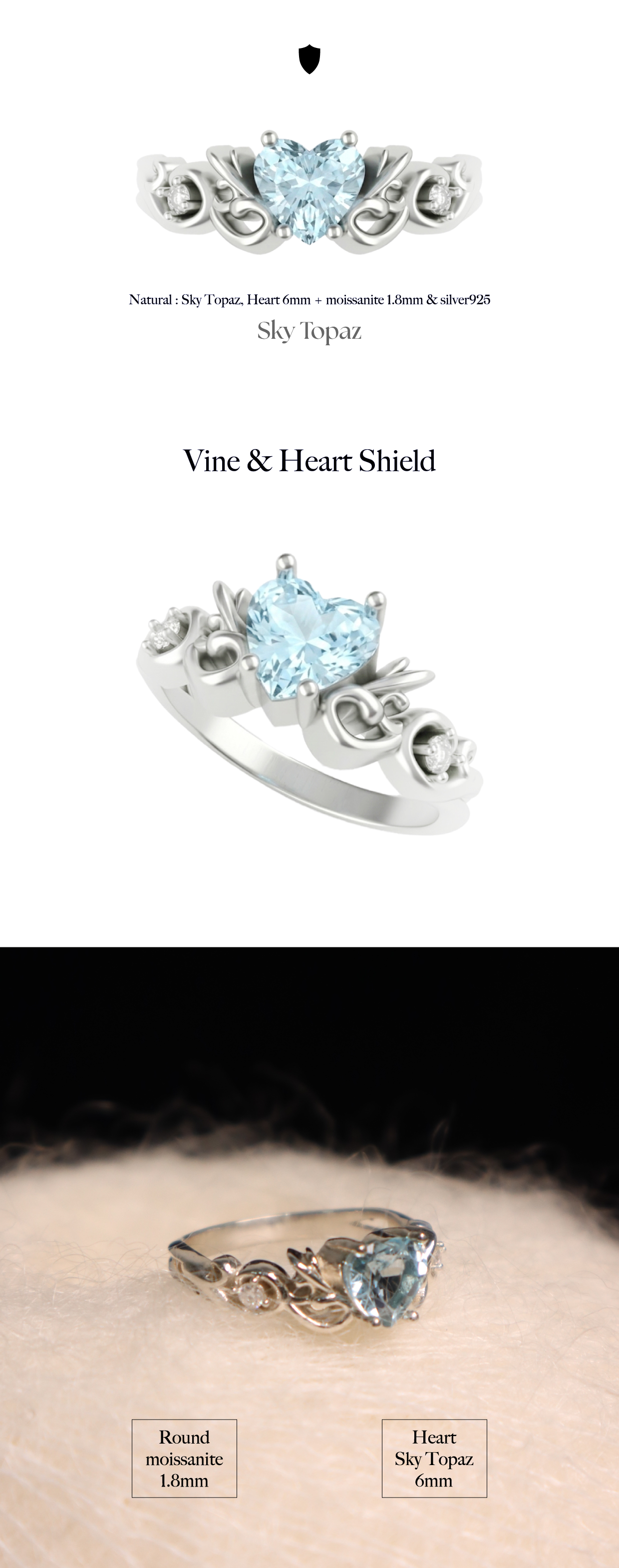 Heart Shield Ring_스카이토파즈