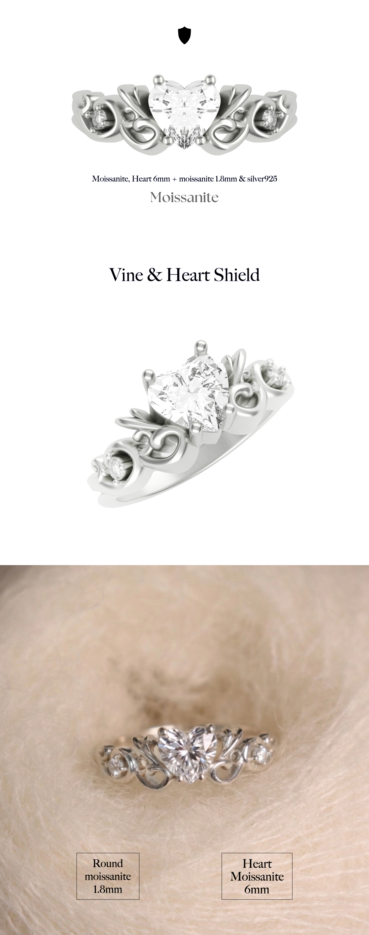 Heart Shield Ring_모이사나이트