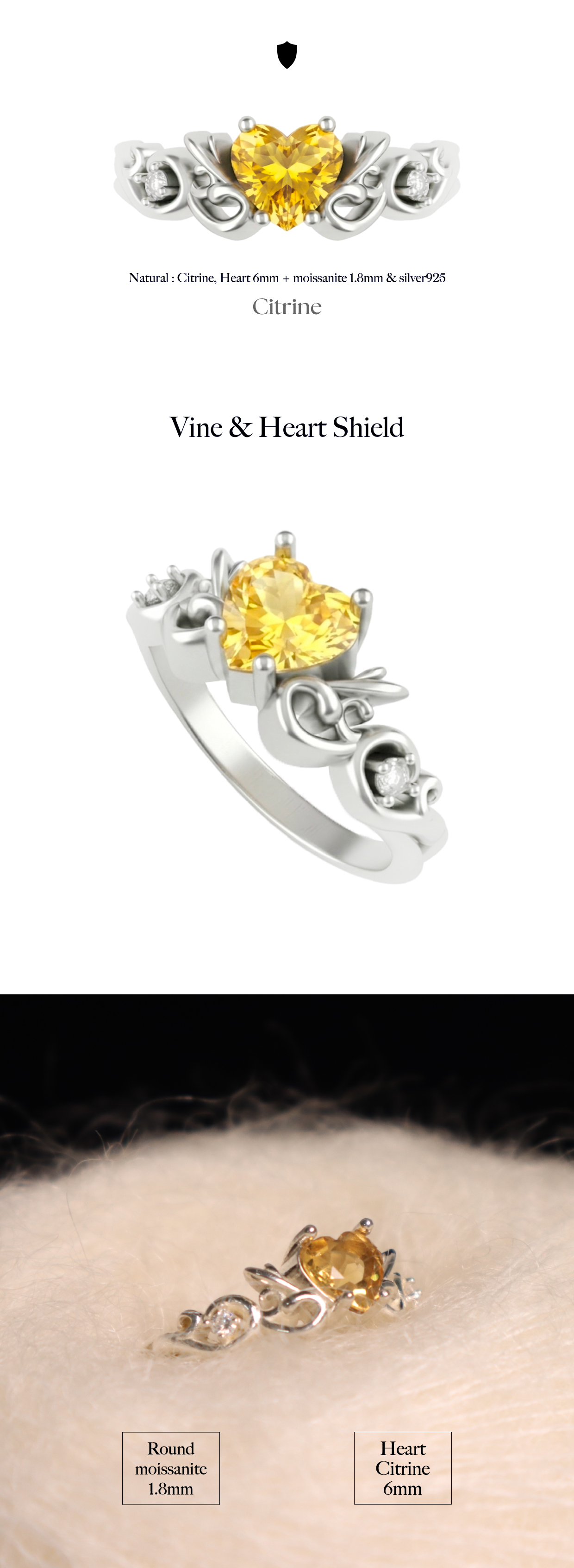 Heart Shield Ring_시트린