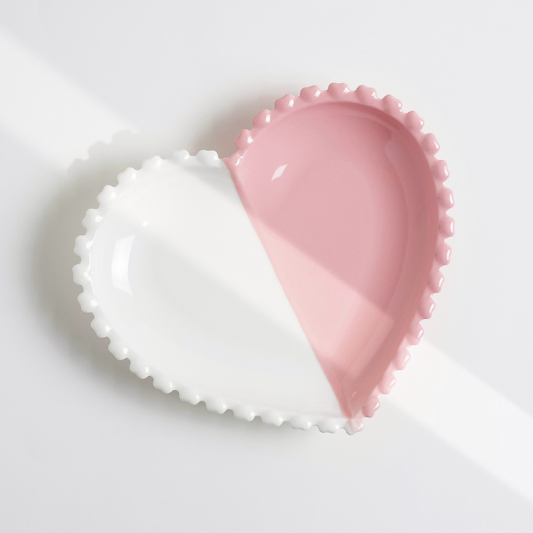 Dot Heart Plate(Pink&White)