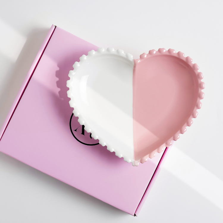 Dot Heart Plate(Pink&White)