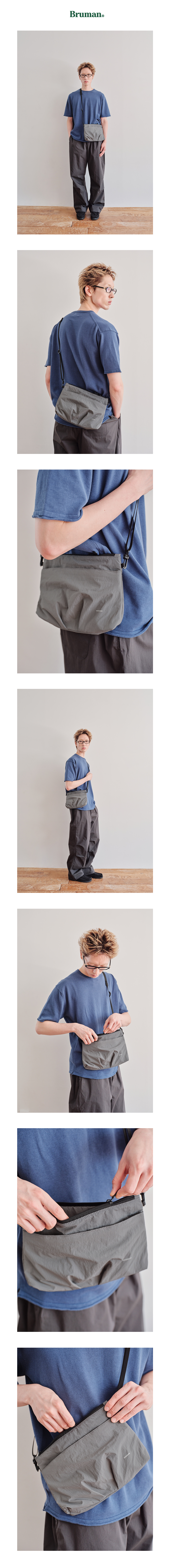 Pleat Sacoche Bag (L.Grey)
