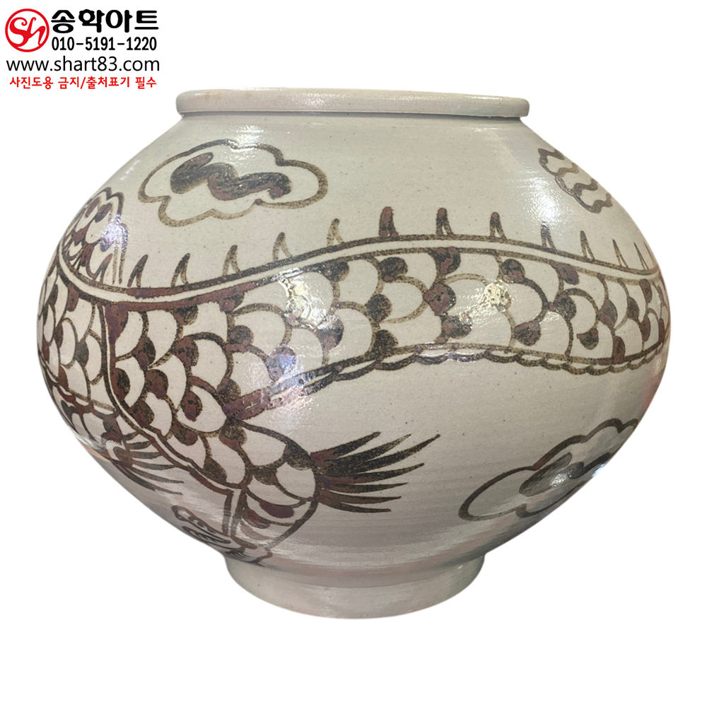 철화백자 운룡문호 용문호 1970년대 후반 도예가 장작가마 수제작품 해외 바이어 VIP 귀한 손님 선물 추천도자기 항아리