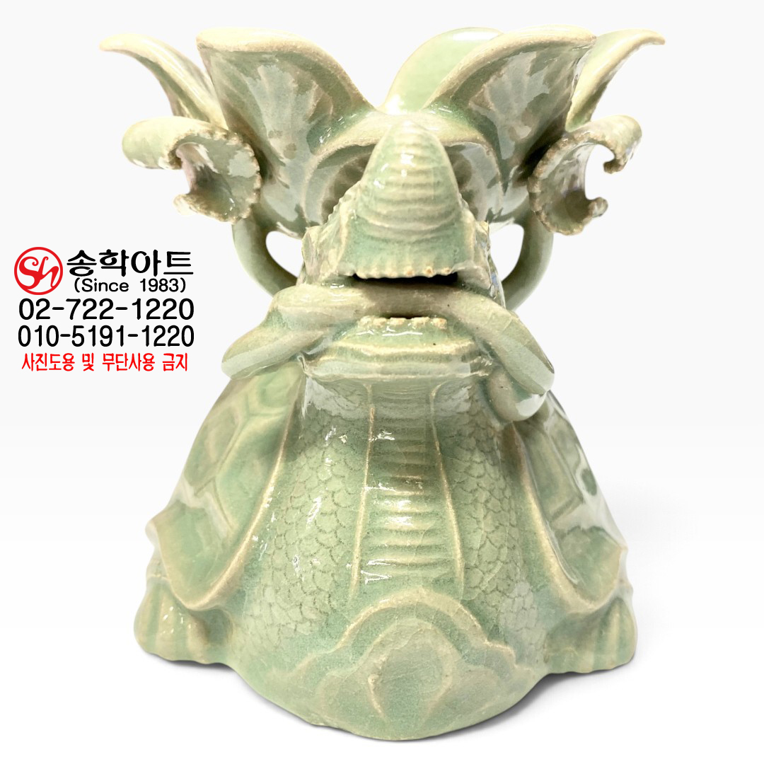 1960~1970년대 고려청자 상형청자 재현 청자 귀룡형 연화잔·잔대 한국 전통 고급 도자기 연꽃잔 잔잔대 잔받침 잔탁 귀빈 VIP바이어 선물 전통 공예품 골동품