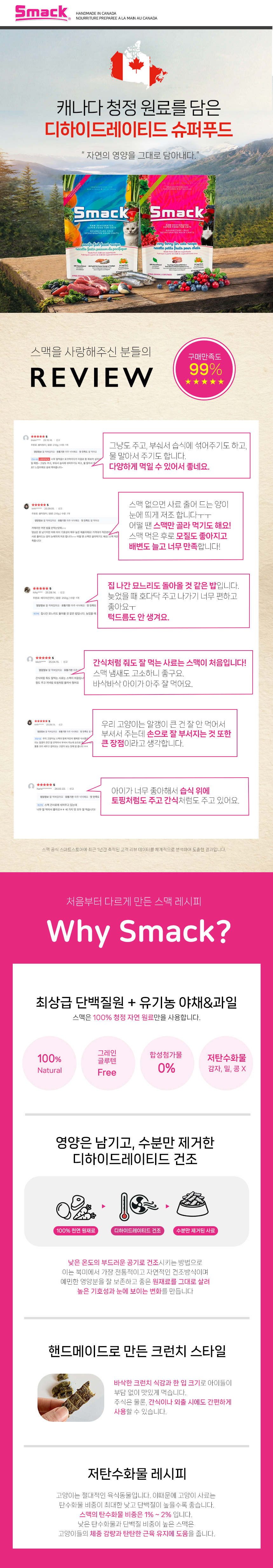 스맥사료 캣 베리치킨&연어 디하이드레이티드 고양이사료 250g