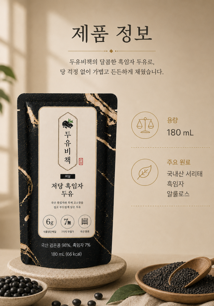 [예약구매][선착순특가] 두유비책_저당 흑임자 두유
