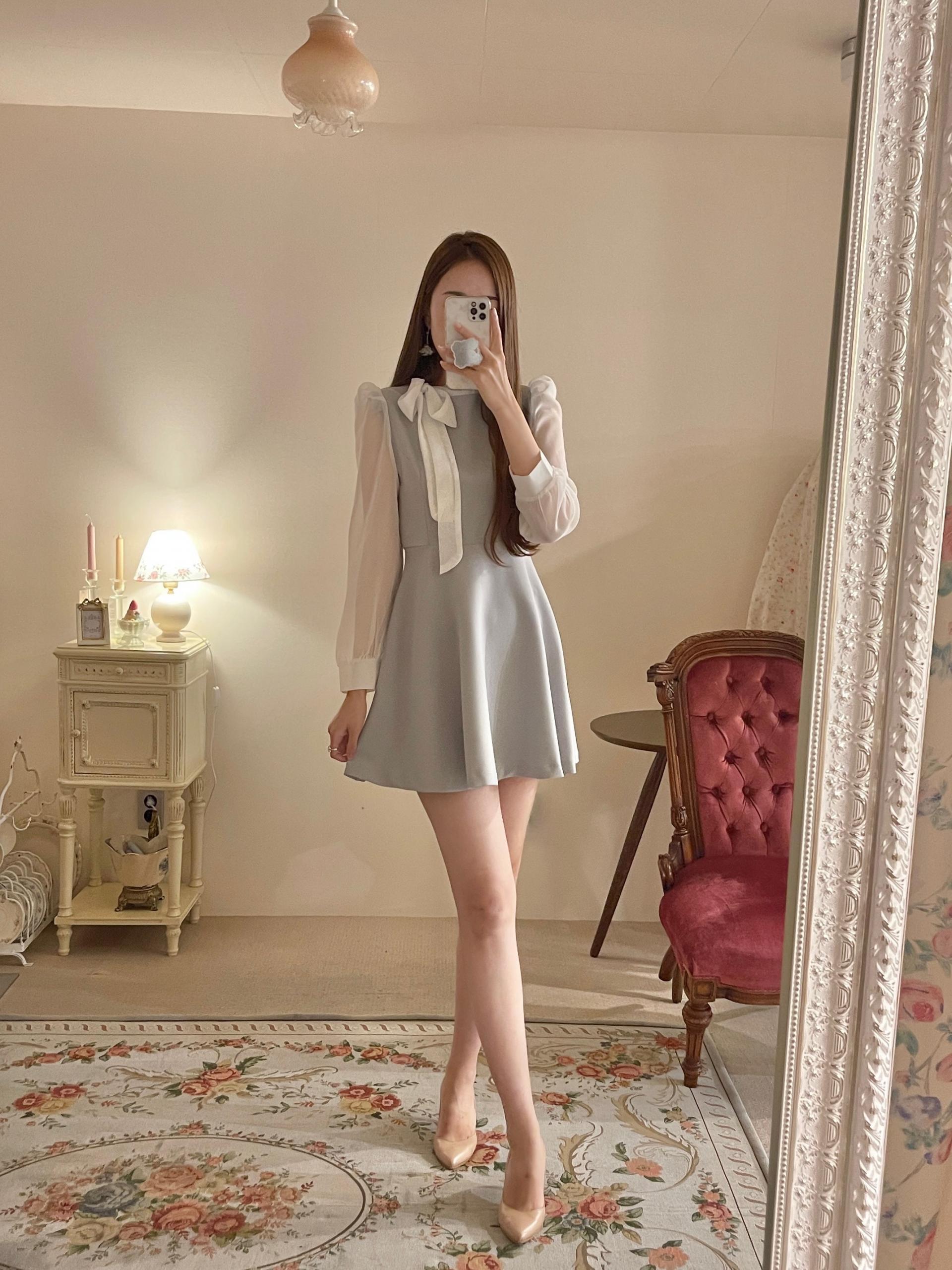 승무원 졸업식 리본 스카프 미니원피스 하객 데이트 여신 상세 이미지 7