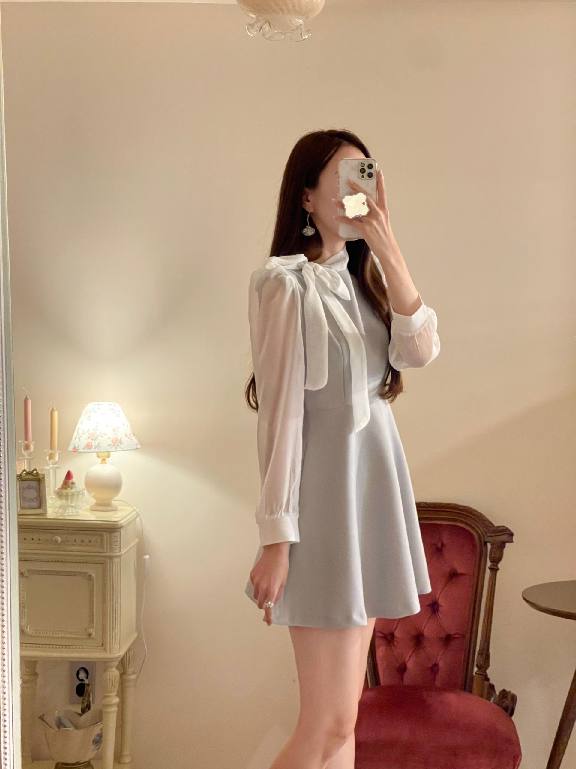 승무원 졸업식 리본 스카프 미니원피스 하객 데이트 여신 상세 이미지 11
