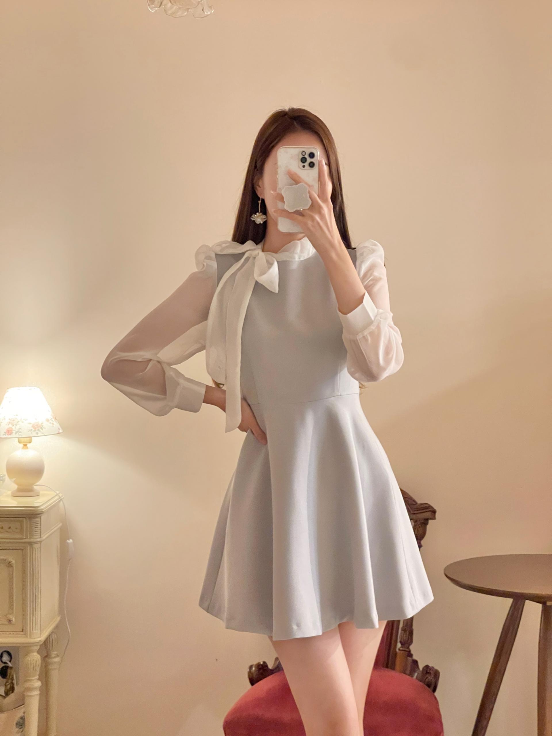 승무원 졸업식 리본 스카프 미니원피스 하객 데이트 여신 상세 이미지 18