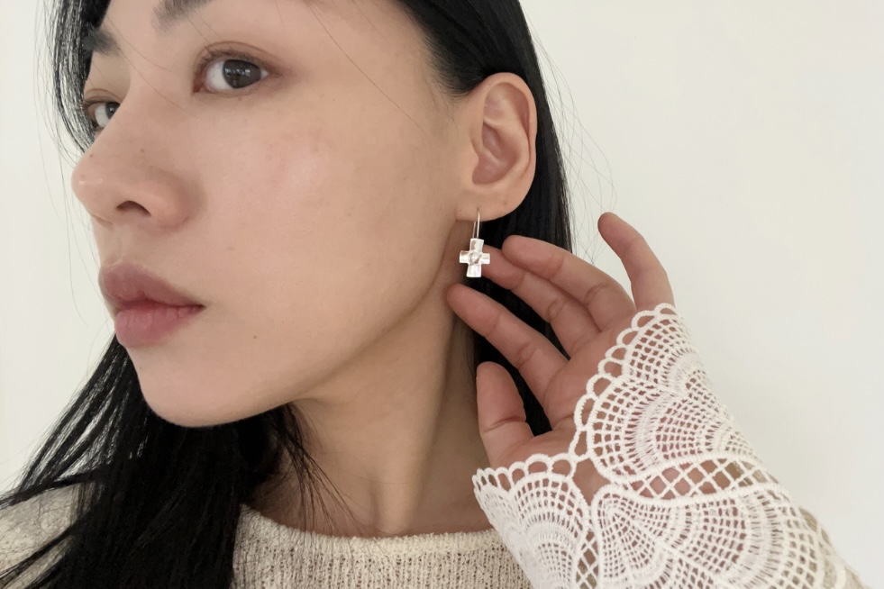 orb cross earrings