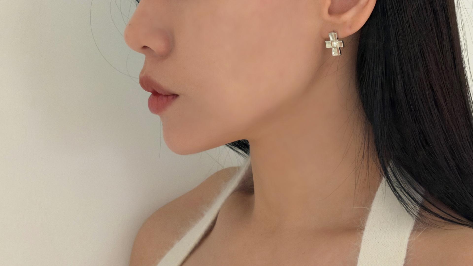orb cross earrings