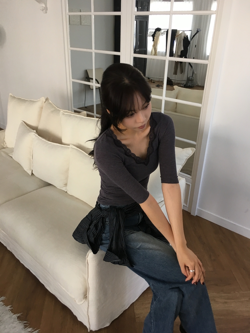 26fw Lace cotton 7부- TEE (3COLOR)
