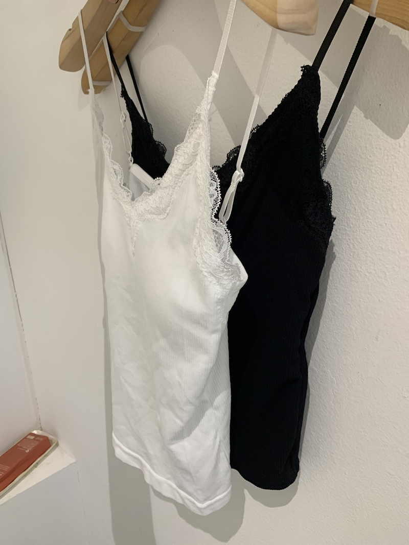LACE CAP SLEEVELESS TOP *(4COLOR)