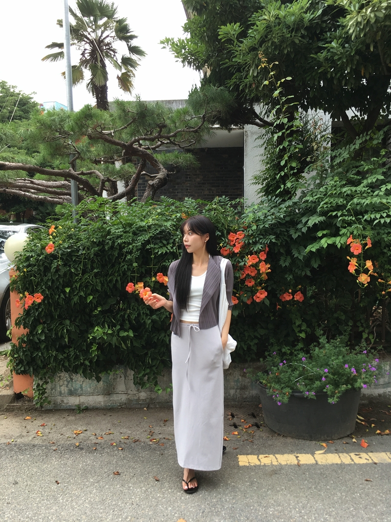 Cotton Maxi long SK (2COLOR)