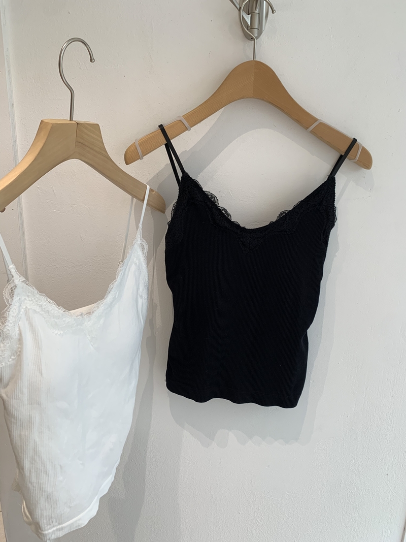 LACE CAP SLEEVELESS TOP *(4COLOR)
