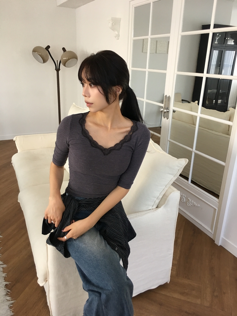 26fw Lace cotton 7부- TEE (3COLOR)