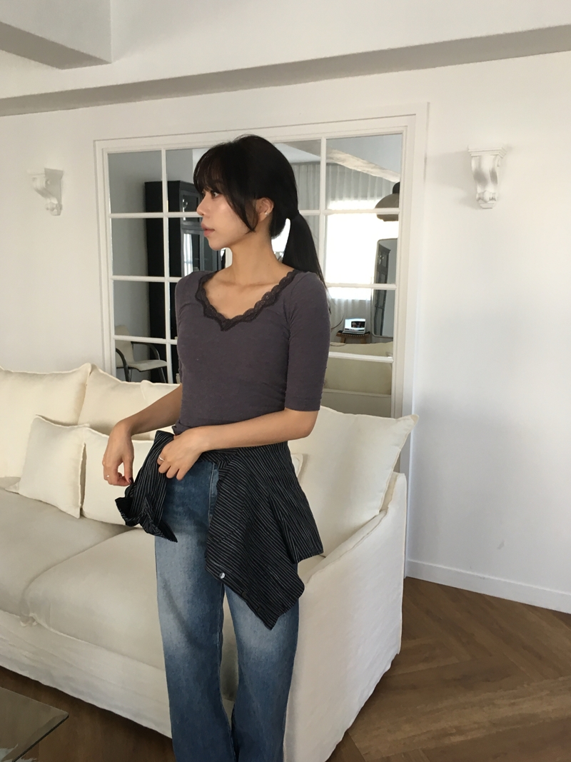 26fw Lace cotton 7부- TEE (3COLOR)