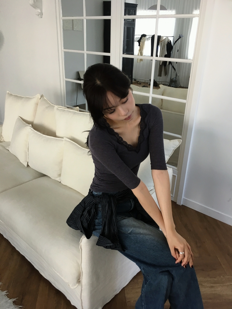 26fw Lace cotton 7부- TEE (3COLOR)
