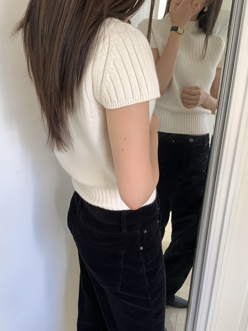 FW CASH Half sleeve Knit TOP (2COLOR)