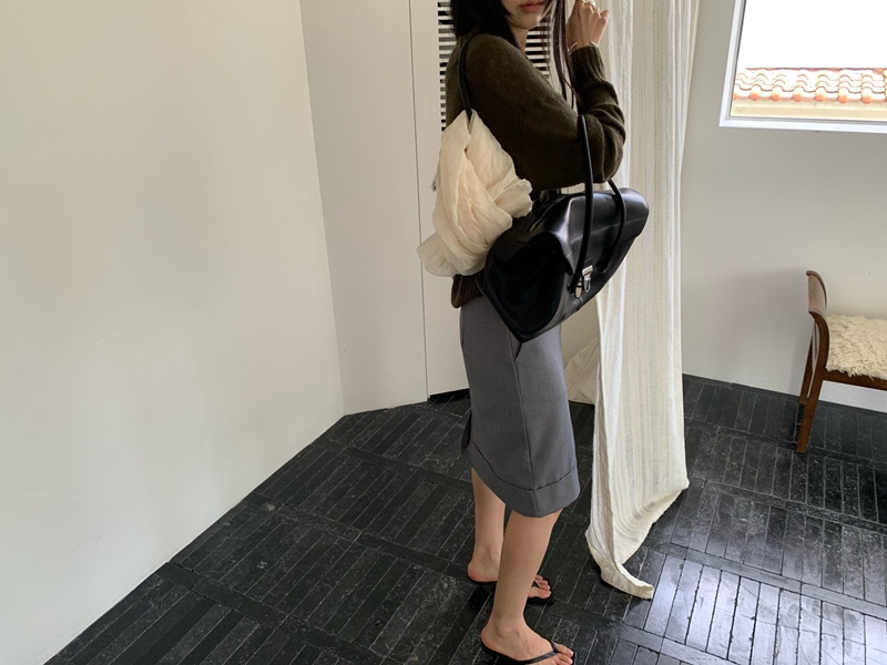 26FW WOOL CARVE H- SKIRT (2COLOR)