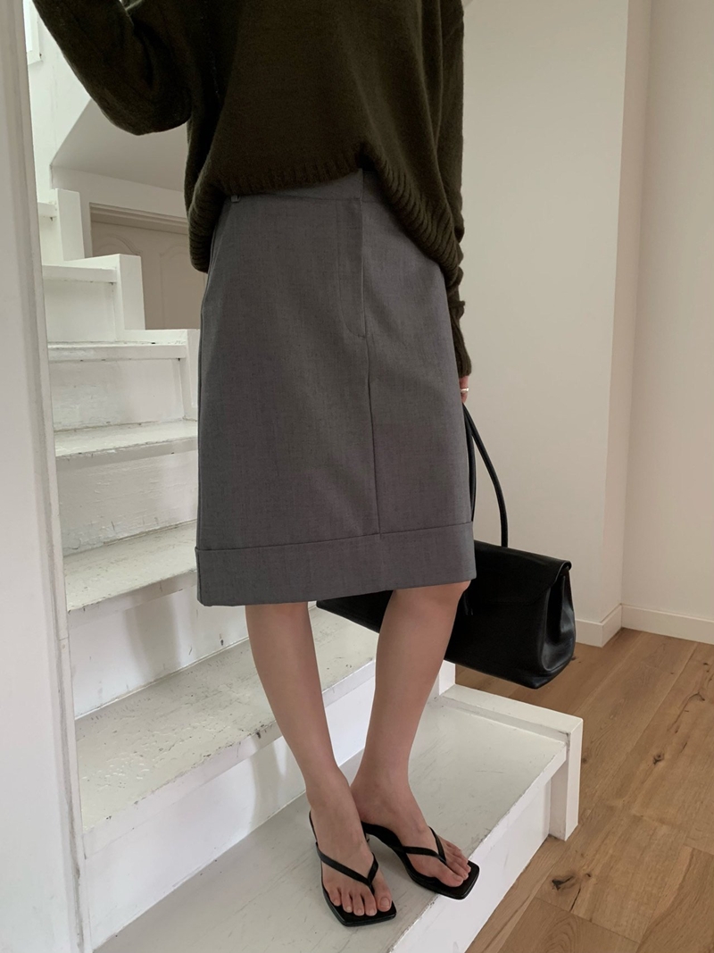 26FW WOOL CARVE H- SKIRT (2COLOR)