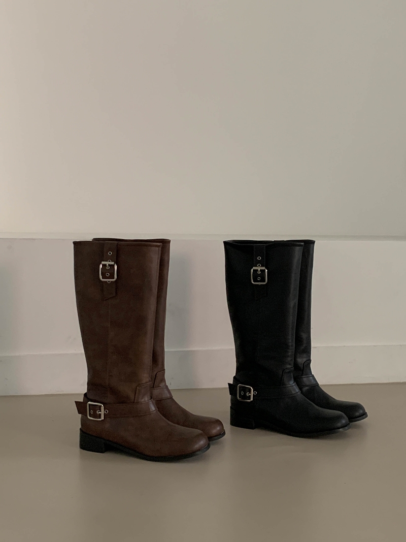 26FW BUCKLE LONG BOOTS(2COLOR)