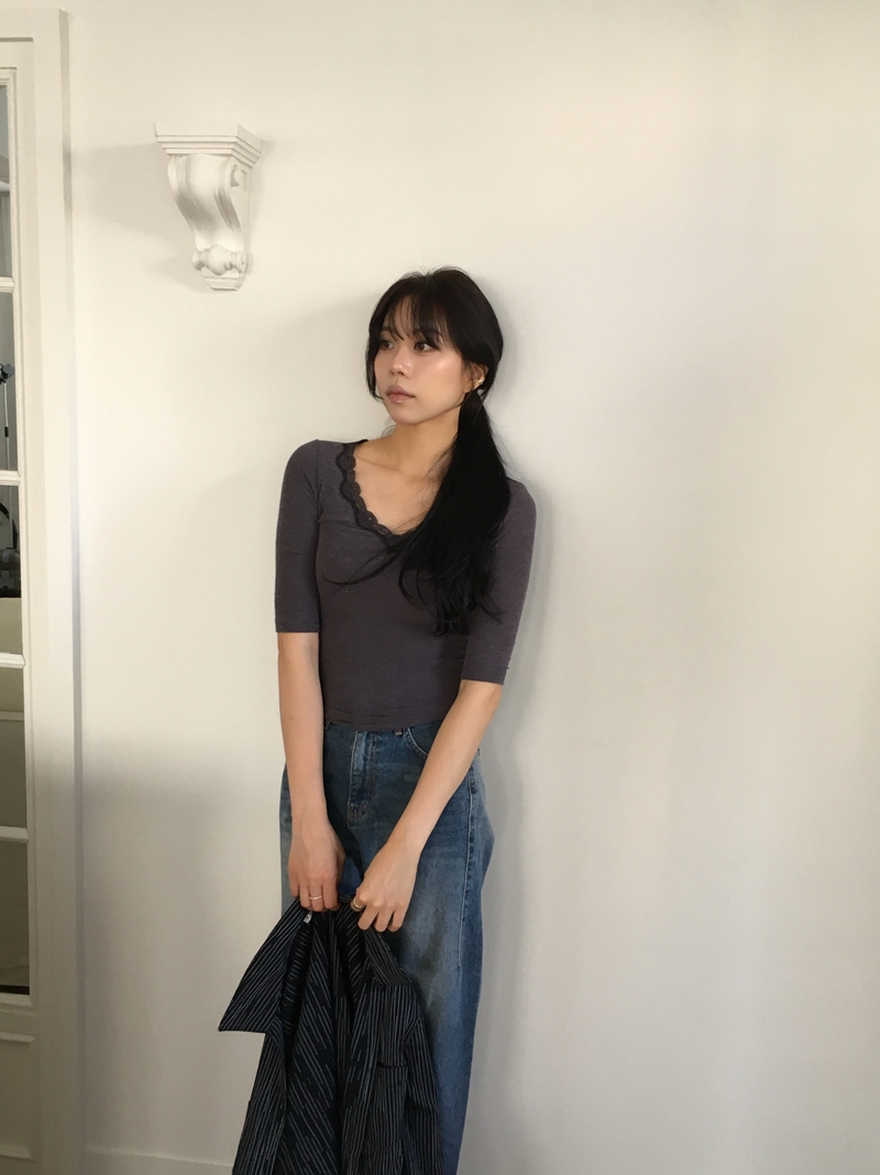 26fw Lace cotton 7부- TEE (3COLOR)