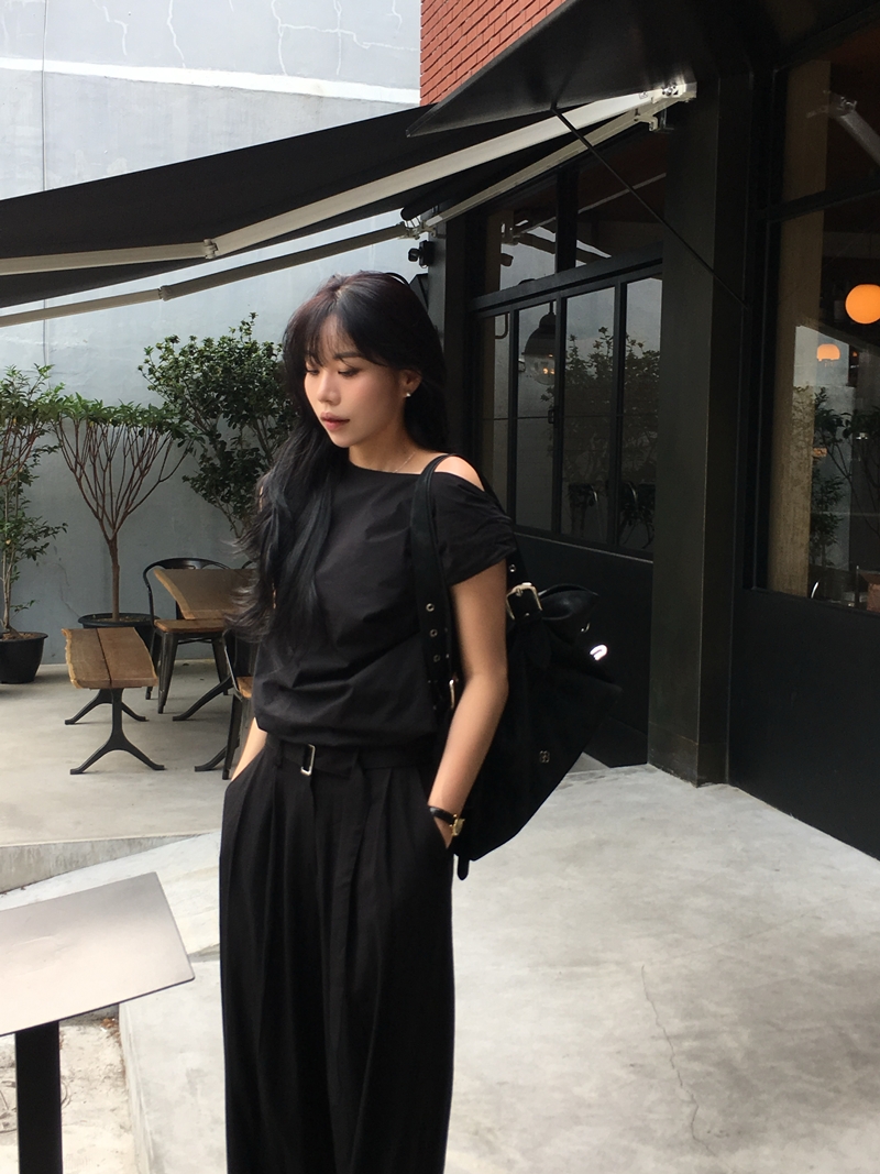 Linen BELT pintuck slacks