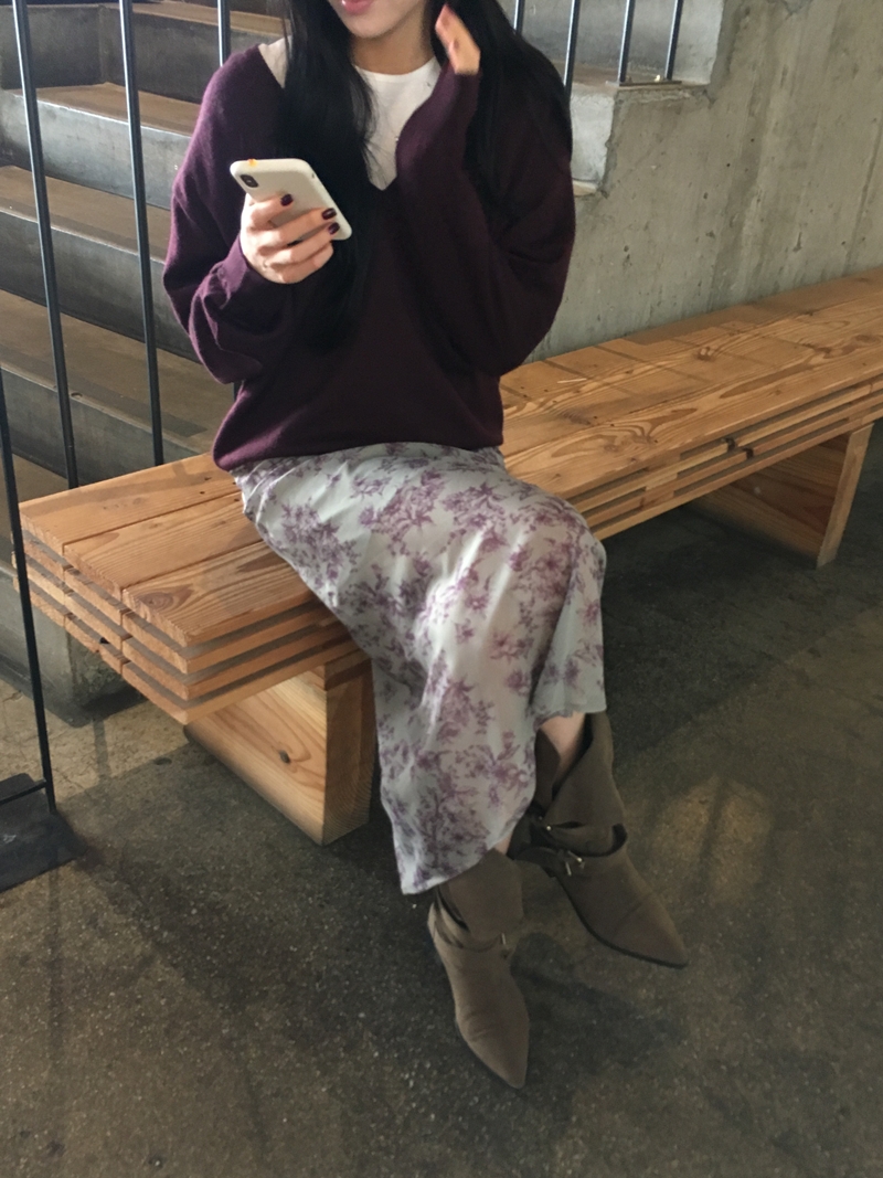 26FW FLOWER see through SK (2COLOR)