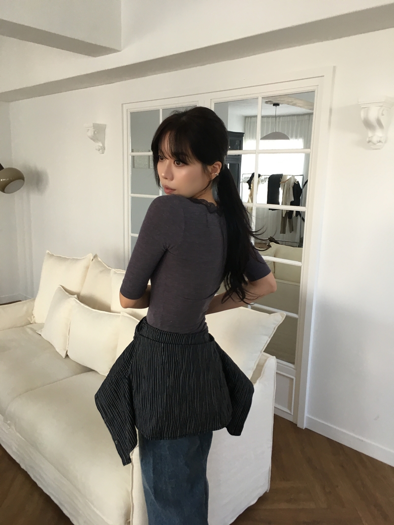 26fw Lace cotton 7부- TEE (3COLOR)